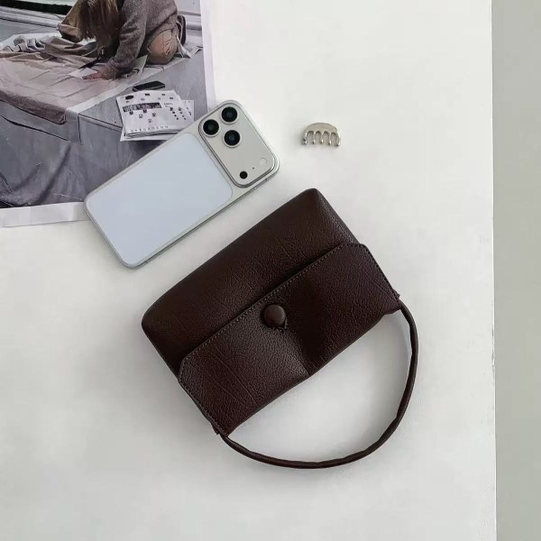 New PU soft leather small square bag with flap design, niche style, handbag, phone bag, solid color, fashionable and versatile small tote bag